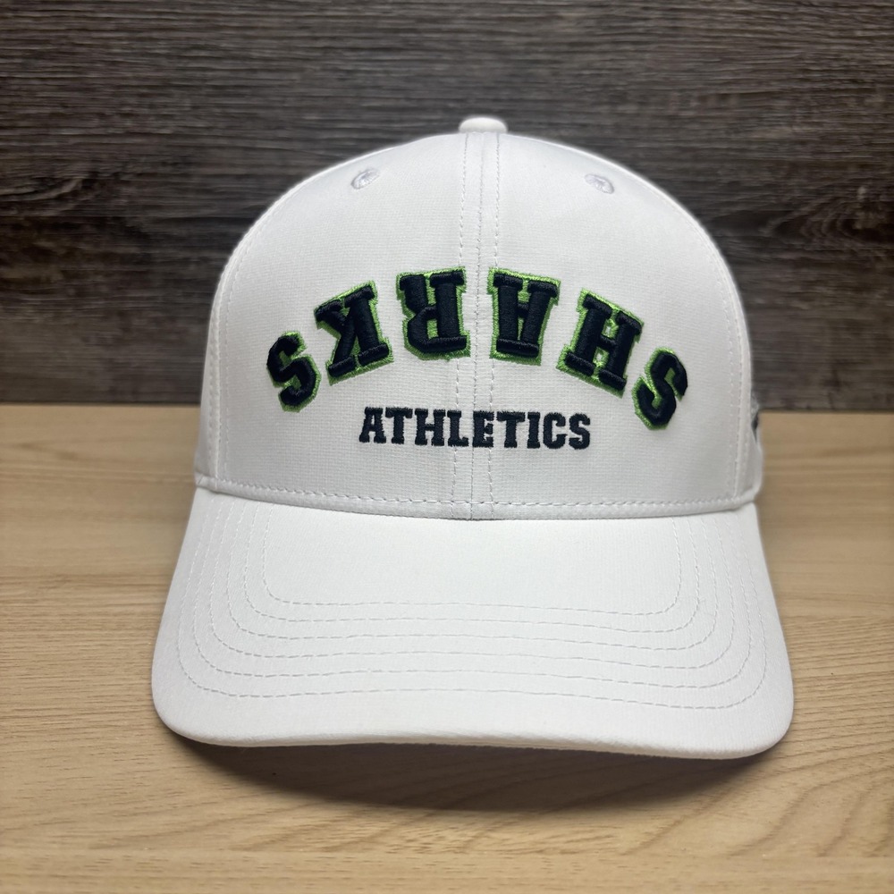 Sharks Athletics Hat Cap Strap Back Mens White Flexfit Baseball Logo Embroidered